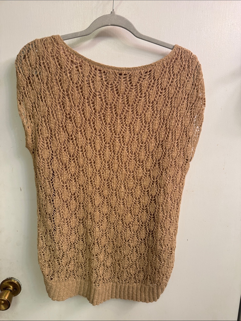 Evan Picone Open-Knit Scoop Neck Sweater in Tan
